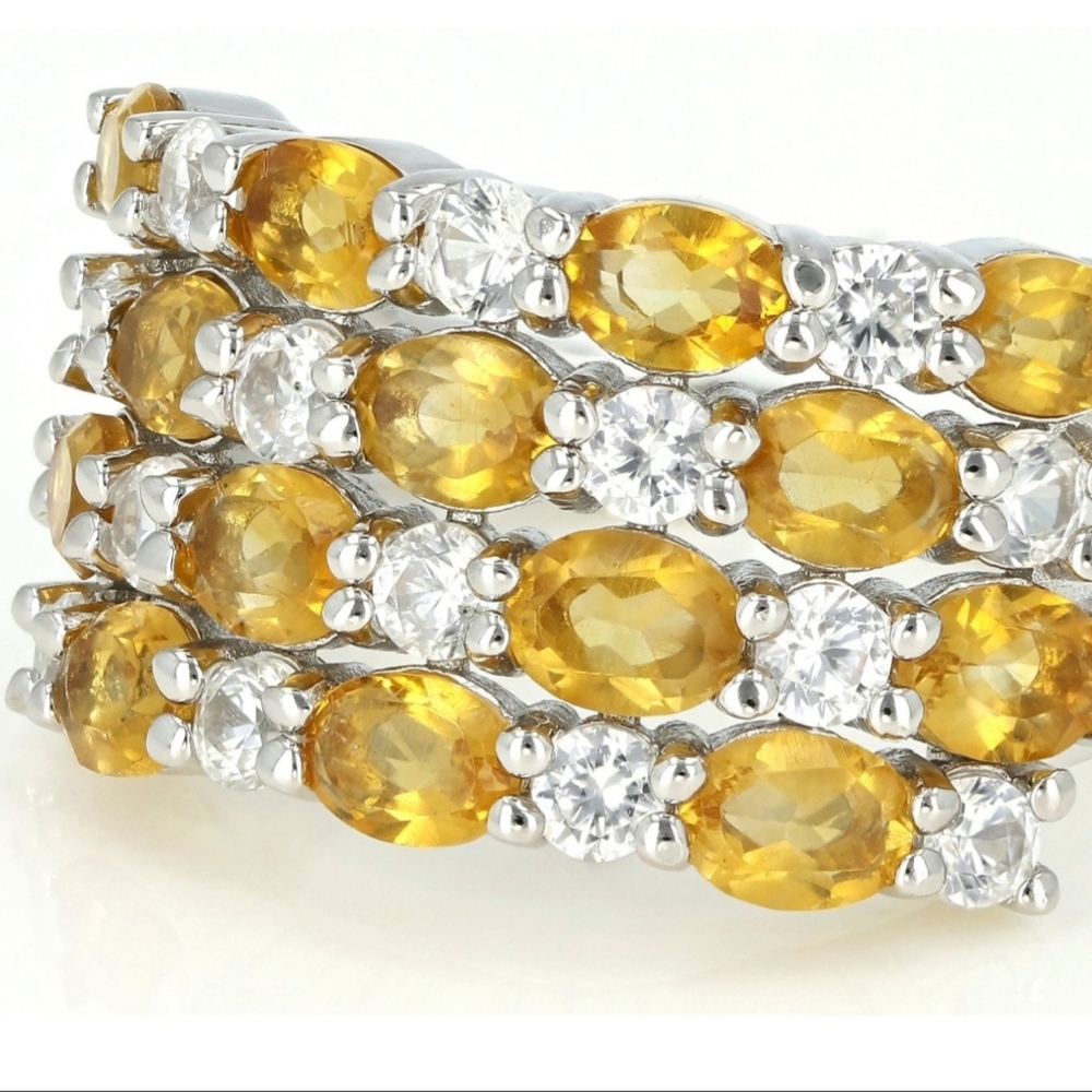 Madiera Citrine Rhodium over 925 Ring Size 7 - Picture 3 of 3